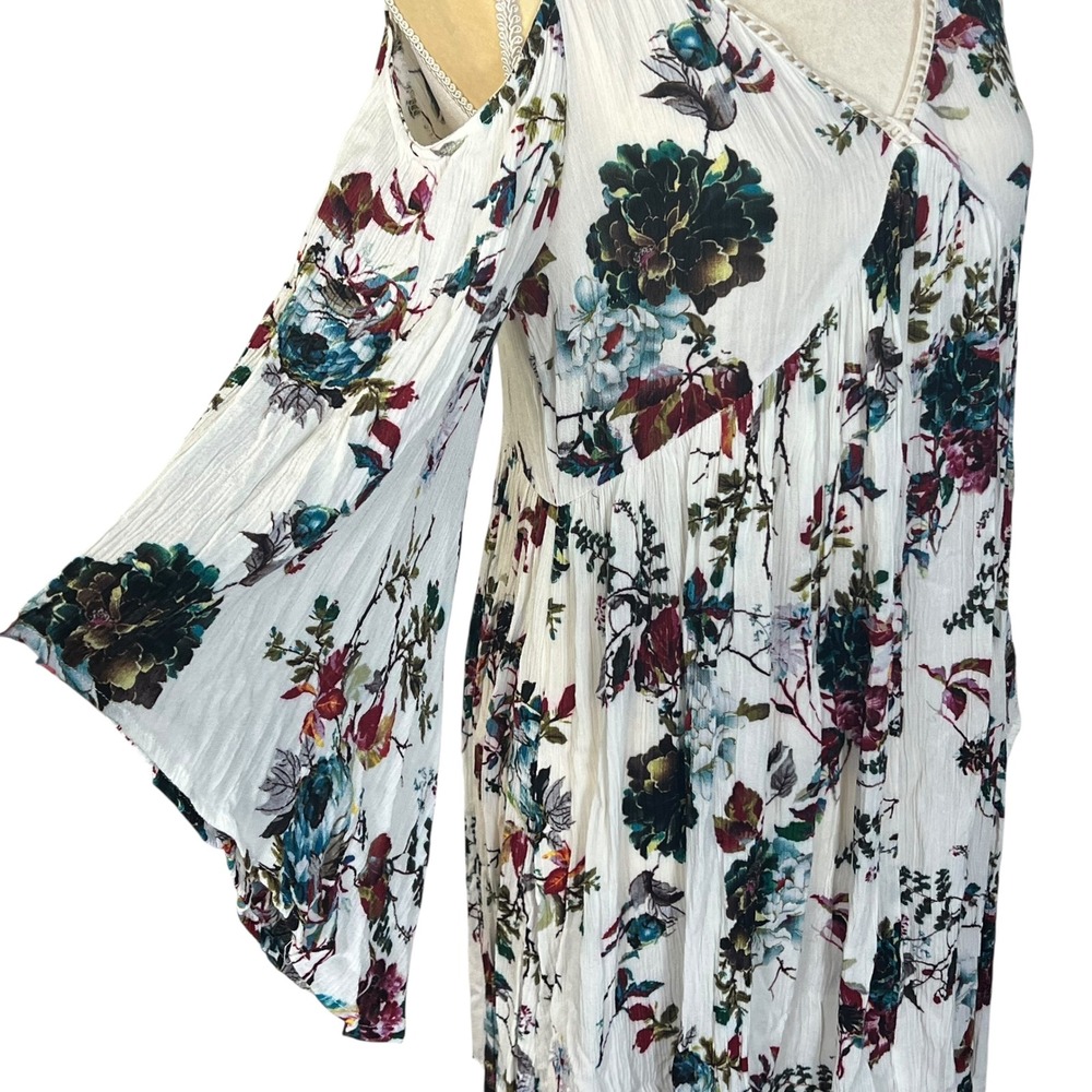 Umgee USA‎ Floral Print Cold Shoulder Long Sleeve Dress - Size M Multicolor - Picture 5 of 11